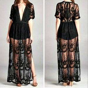 Lace Maxi Romper Dress NWT